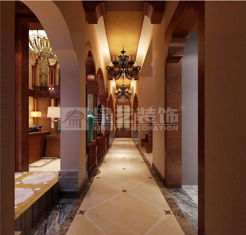 鳳景灣350平東南亞過(guò)道裝修設(shè)計(jì)效果圖