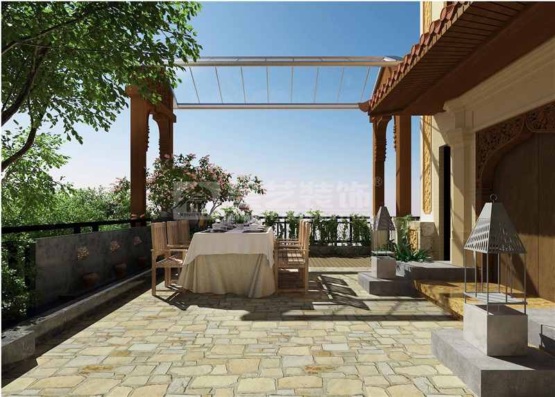 鳳景灣350平東南亞陽(yáng)臺(tái)裝修設(shè)計(jì)效果圖