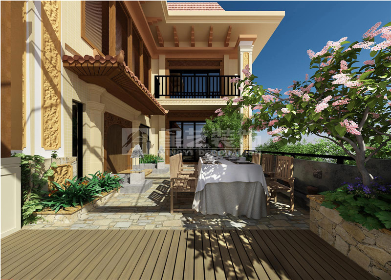 鳳景灣350平東南亞陽(yáng)臺(tái)裝修設(shè)計(jì)效果圖