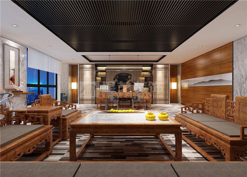 歐日電梯公司1300平休閑區(qū)裝修設計效果圖