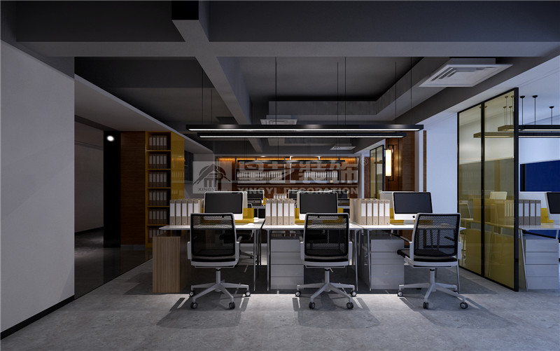 歐日電梯公司1300平辦公區(qū)裝修設計效果圖