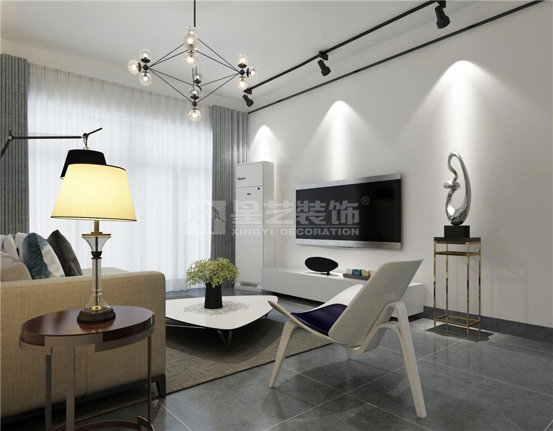 龍光君御華府88平現代簡約客廳裝修效果圖