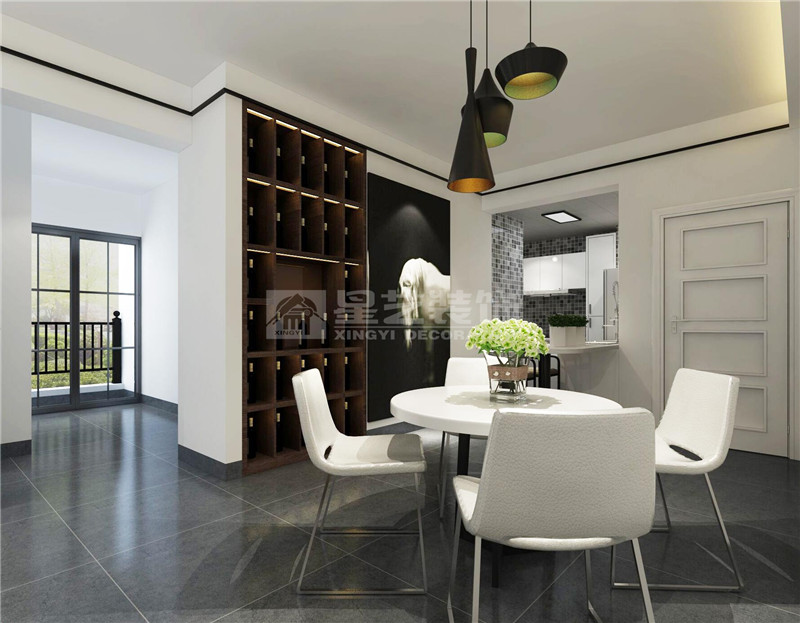 龍光君御華府88平現代簡約餐廳裝修效果圖
