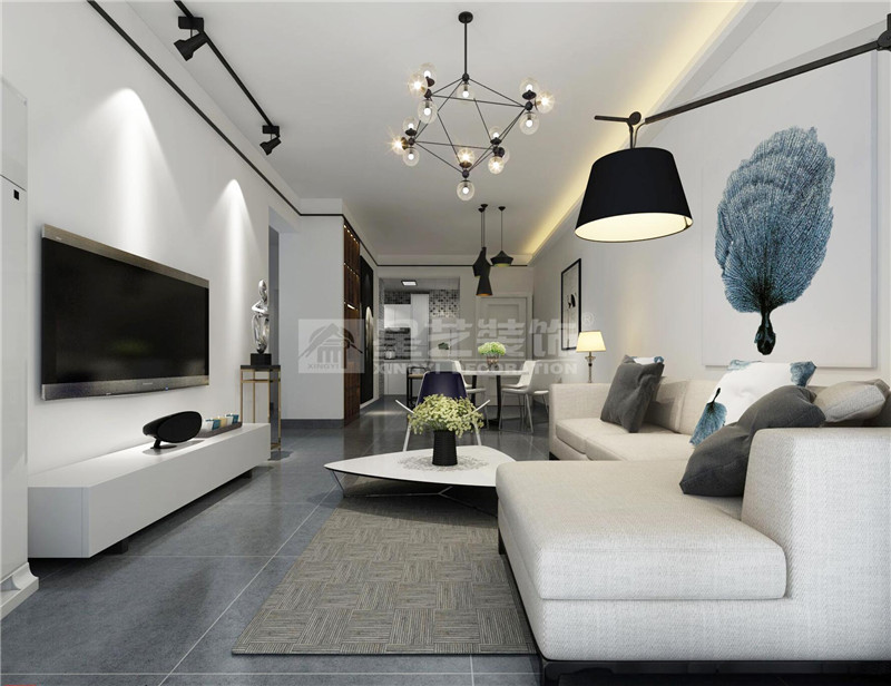 龍光君御華府88平現代簡約客廳裝修效果圖