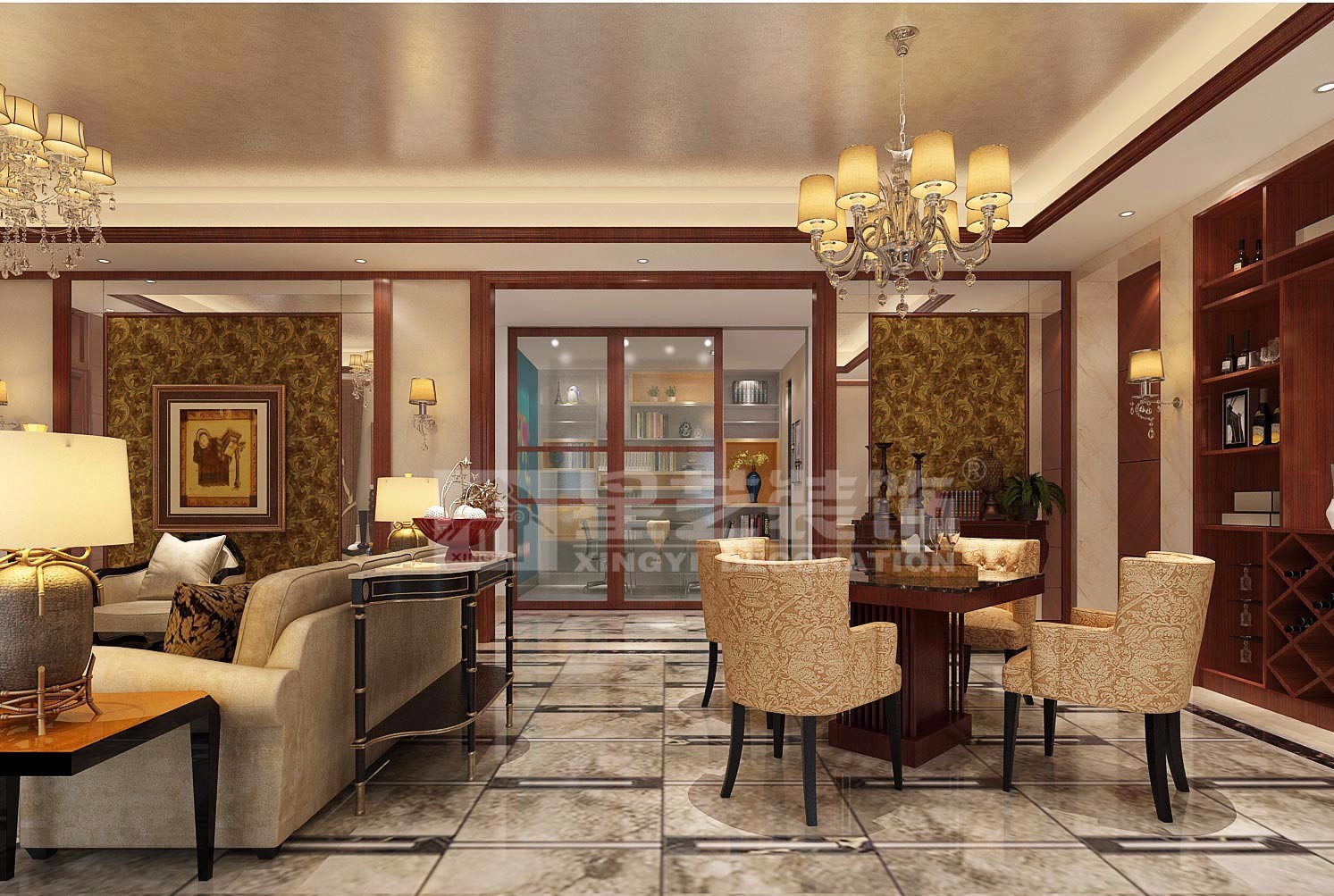 青秀萬(wàn)達(dá)會(huì)所200平餐廳裝修設(shè)計(jì)效果圖