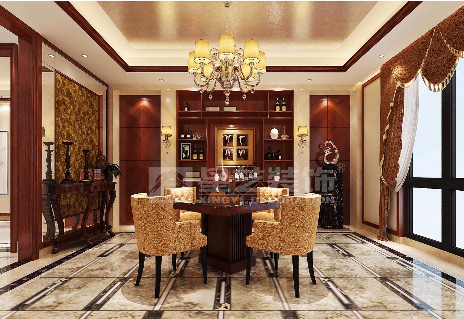 青秀萬(wàn)達(dá)會(huì)所200平餐廳裝修設(shè)計(jì)效果圖