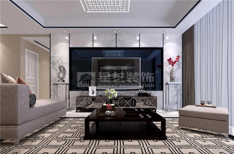 藍(lán)山上城120平現(xiàn)代簡約客廳裝修效果圖