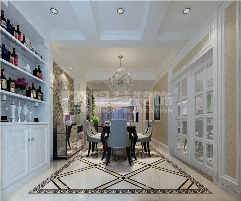 金源一品240平簡(jiǎn)歐風(fēng)格餐廳裝修效果圖