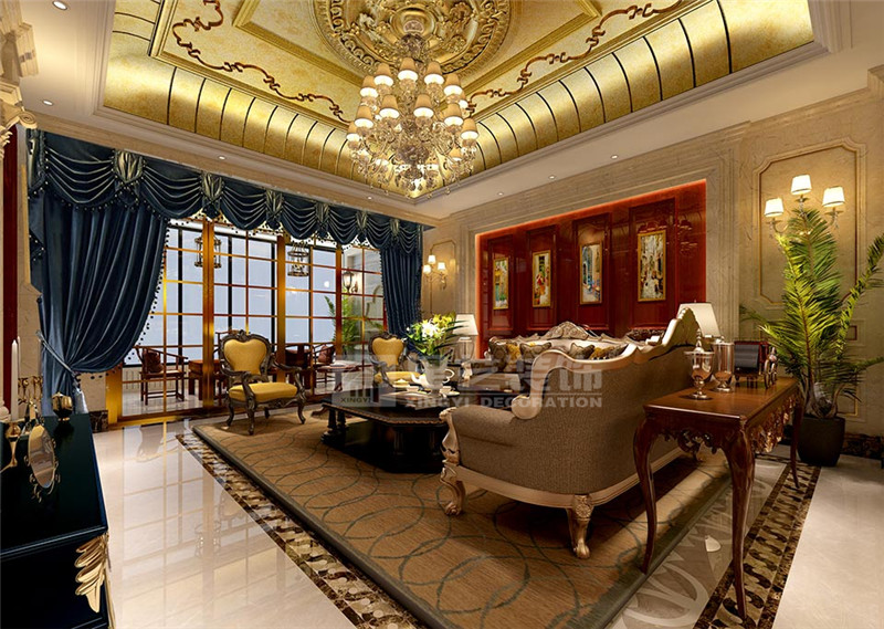 榮和公園尊府355平歐式風(fēng)格客廳裝修效果圖