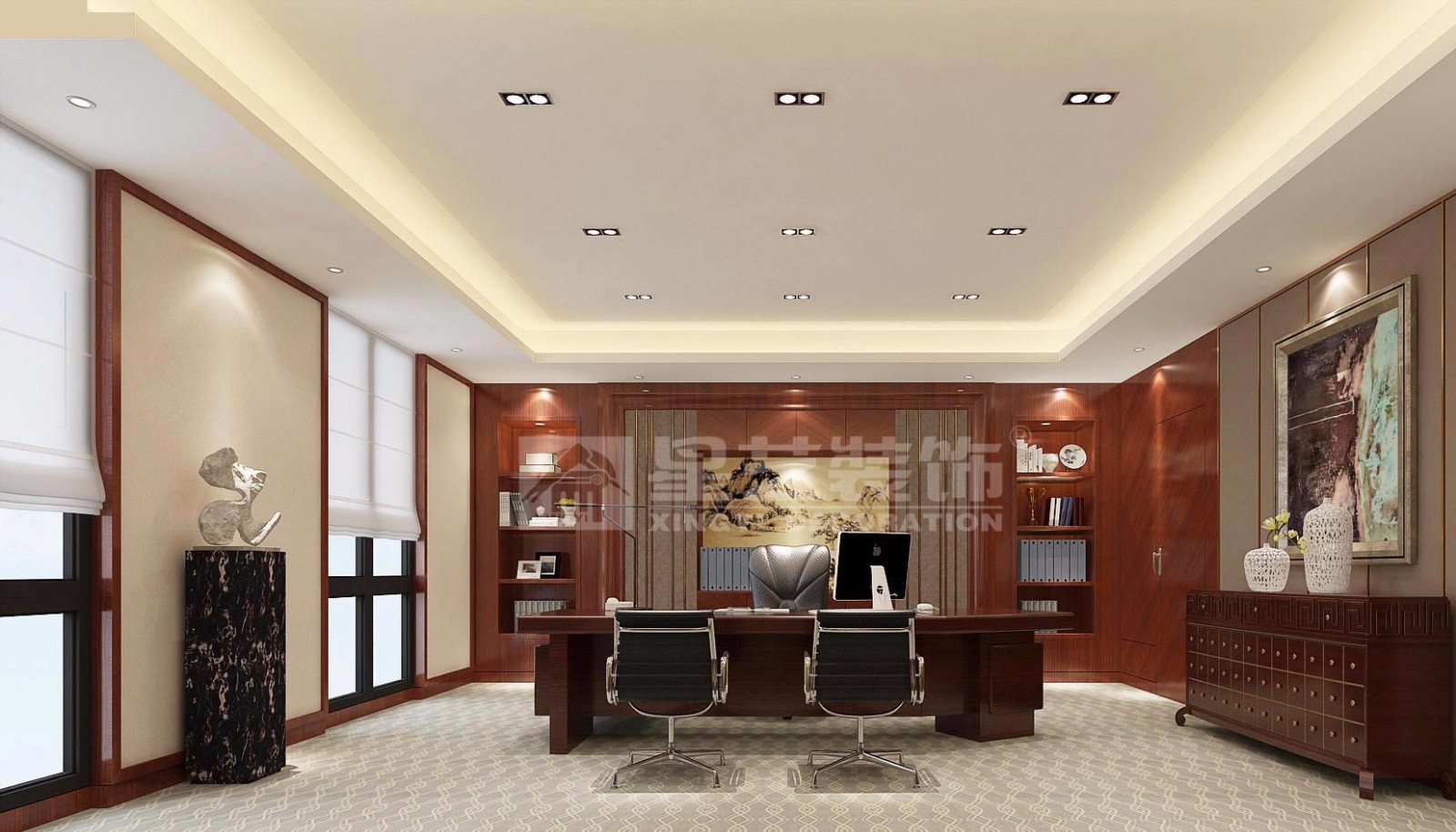 青秀萬(wàn)達(dá)會(huì)所200平辦公室裝修設(shè)計(jì)效果圖