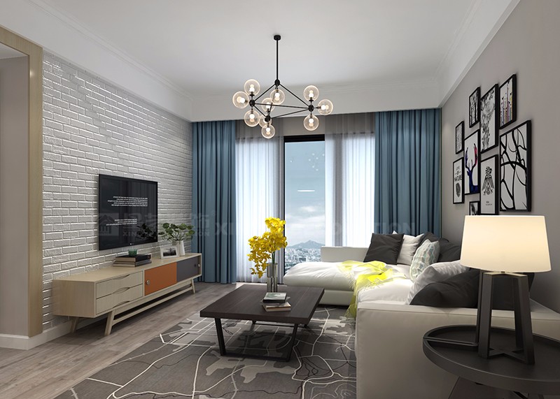 華潤二十四城89平北歐風格客廳裝修效果圖