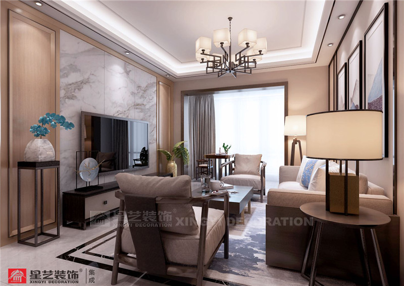 保利領(lǐng)繡前城105平客廳裝修效果圖