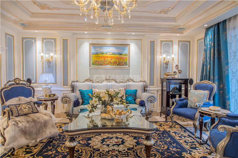 翡翠灣180平客廳裝修實景圖