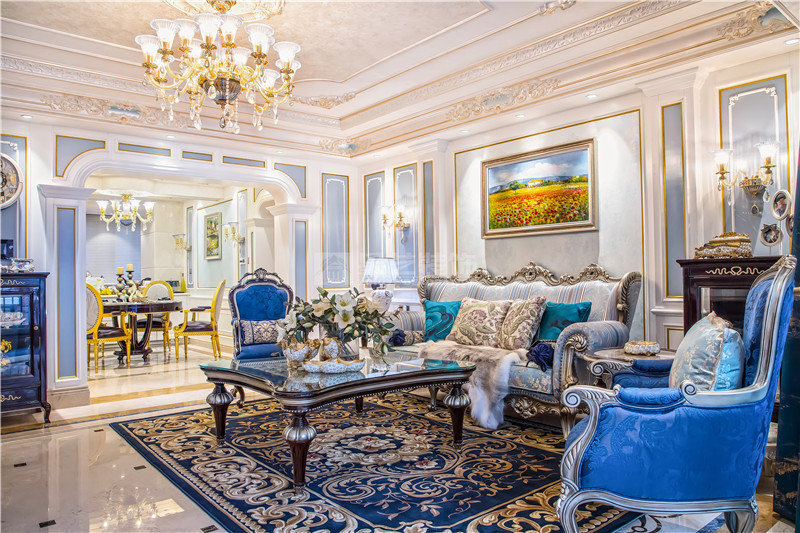 翡翠灣180平客廳裝修實景圖