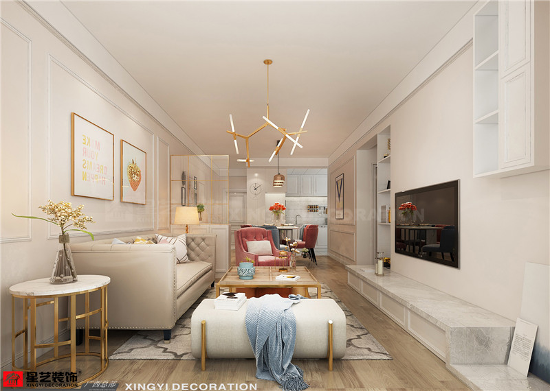 華潤(rùn)二十四城89平客廳裝修效果圖