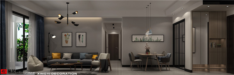 保利領秀前城85平客餐廳裝修效果圖
