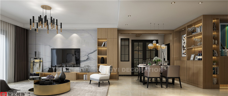匯東酈城140平客餐廳裝修效果圖