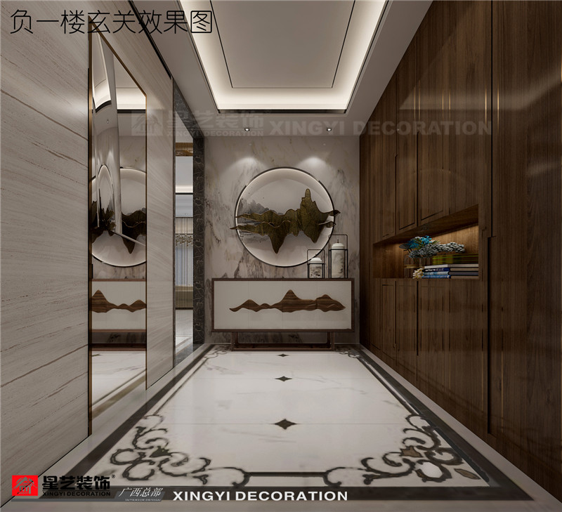 龍胤花園別墅 450平負一樓入戶玄關(guān)裝修效果圖