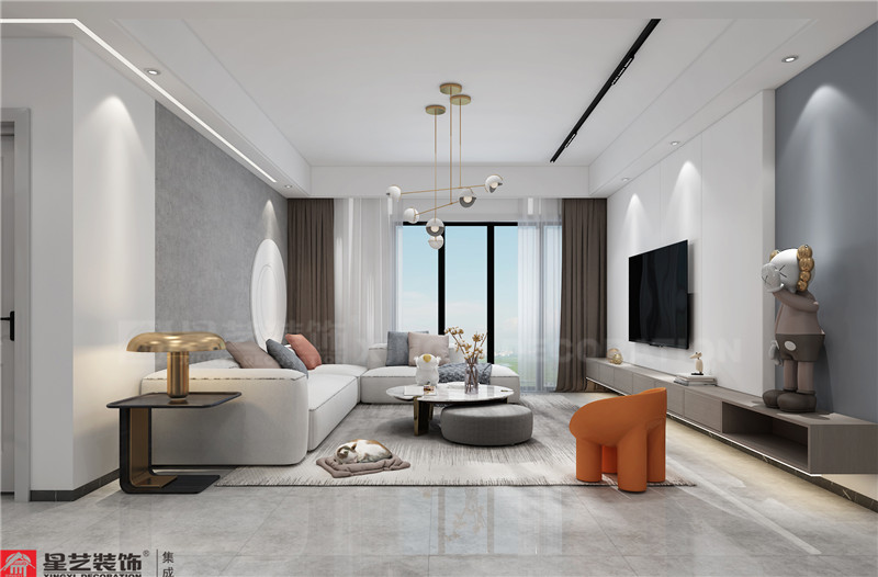 華發(fā)國(guó)賓壹號(hào)138平客廳裝修效果圖