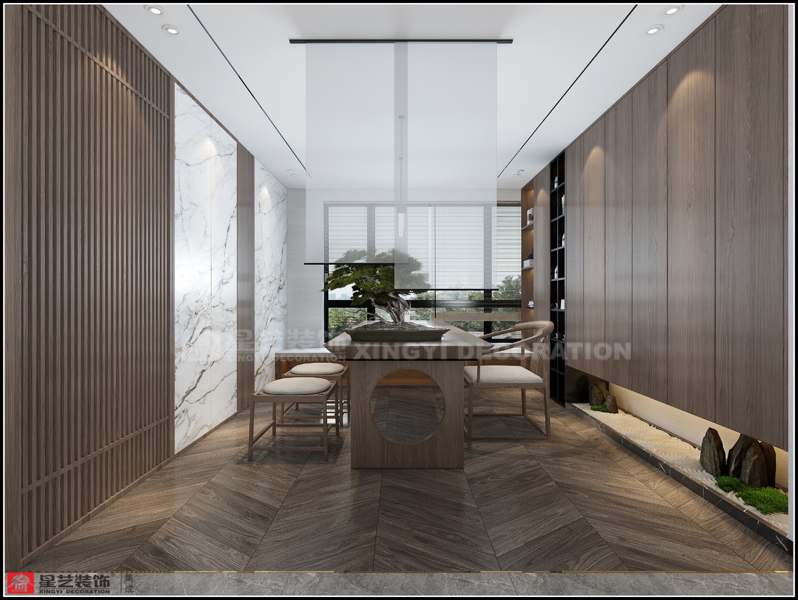 霖峰壹號150平茶室裝修效果圖