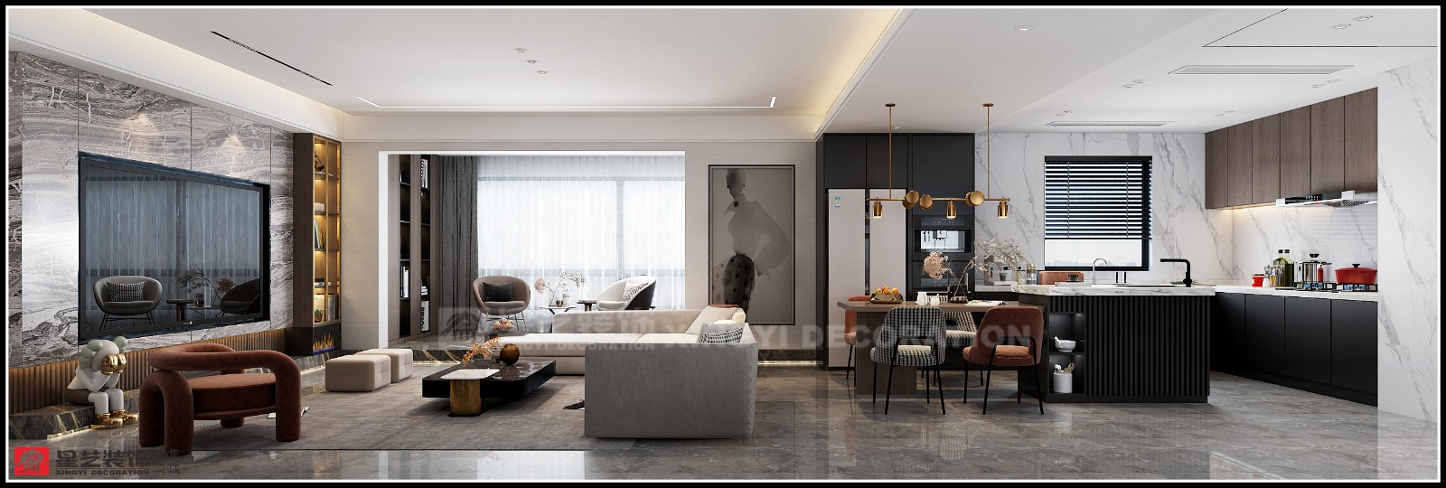 霖峰壹號150平客餐廳裝修效果圖