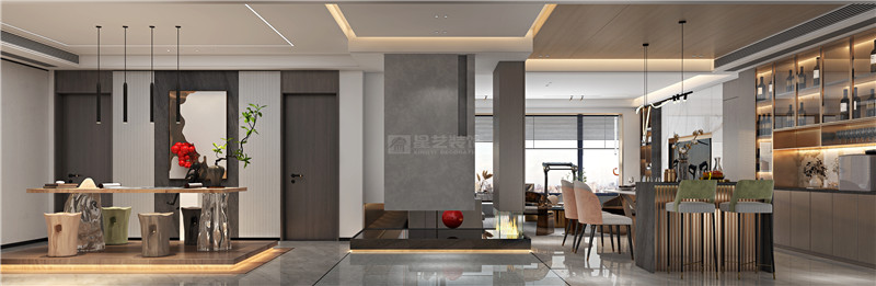 大唐臻觀250平入戶,吧臺(tái)裝修效果圖