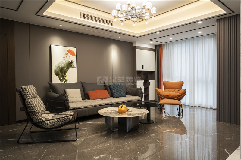 臻澤苑230平客廳裝修實景圖