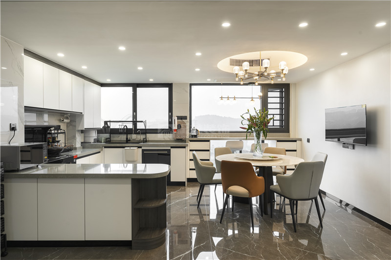 臻澤苑230平廚房,餐廳裝修實景圖