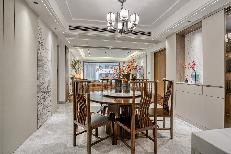 建發(fā)鼎華北大瓏廷 170平新中式風格餐廳裝修實景圖