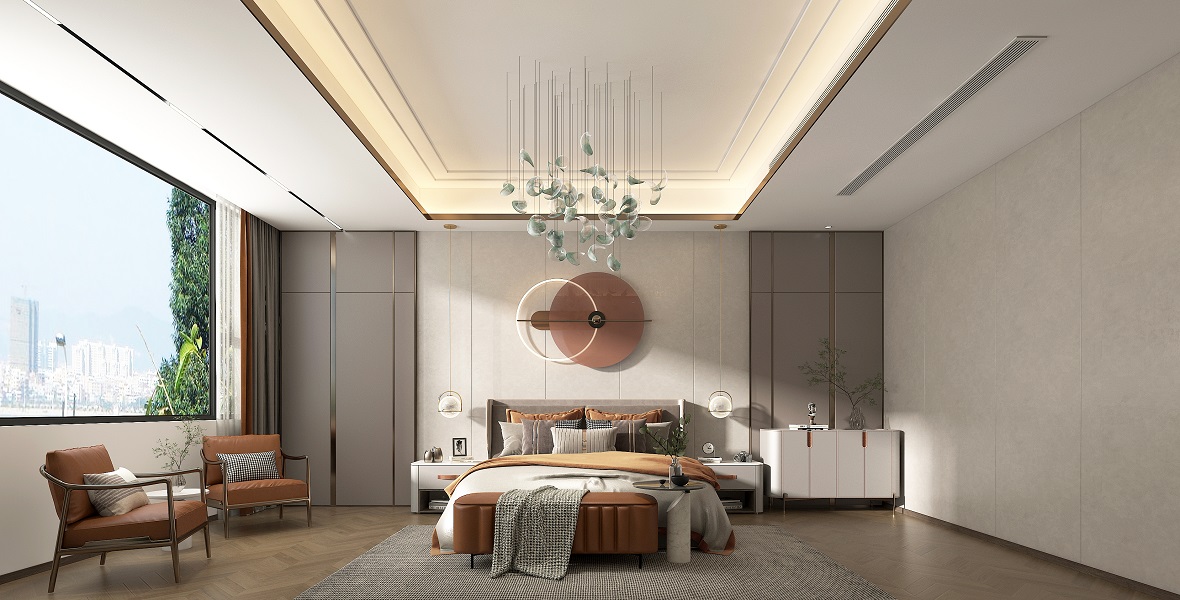 冠江墅1200平新中式風格臥室裝修效果圖