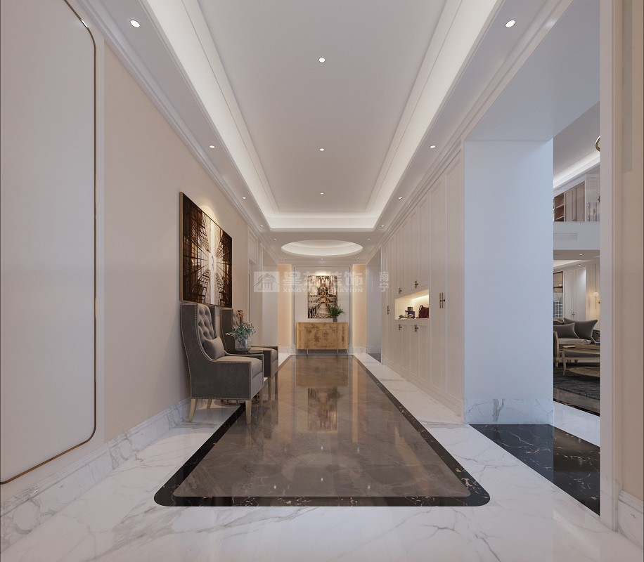 翡麗灣800平現(xiàn)代輕奢玄關裝修效果圖