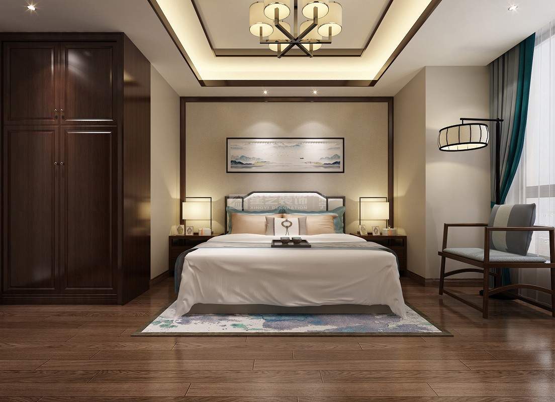 萬達茂153平新中式臥室裝修效果圖