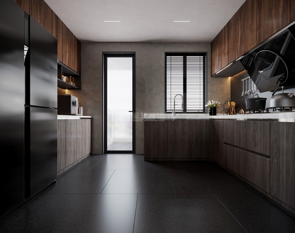 大唐臻觀197平工業(yè)侘寂風(fēng)廚房裝修效果圖