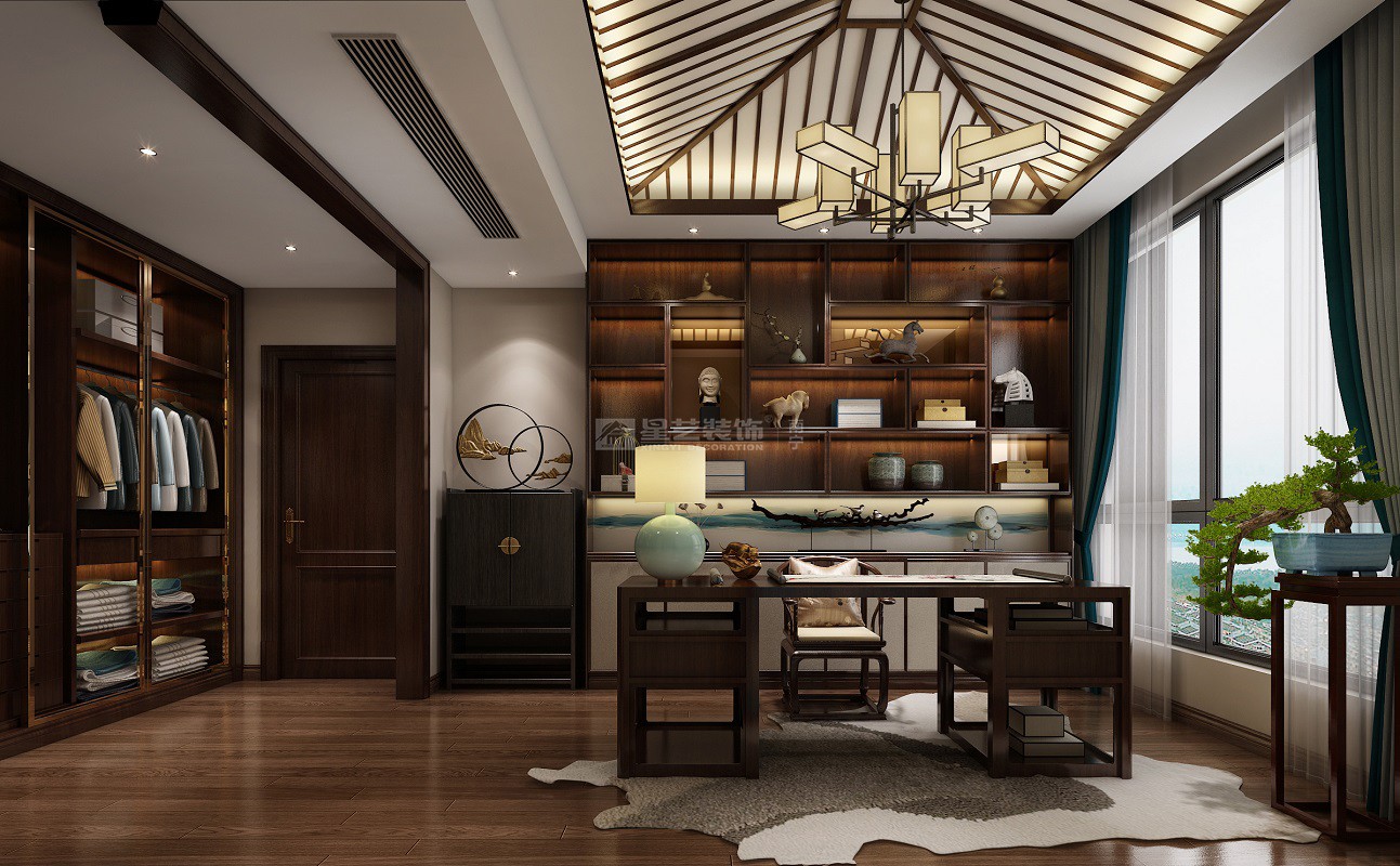 萬達茂153平新中式書房裝修效果圖