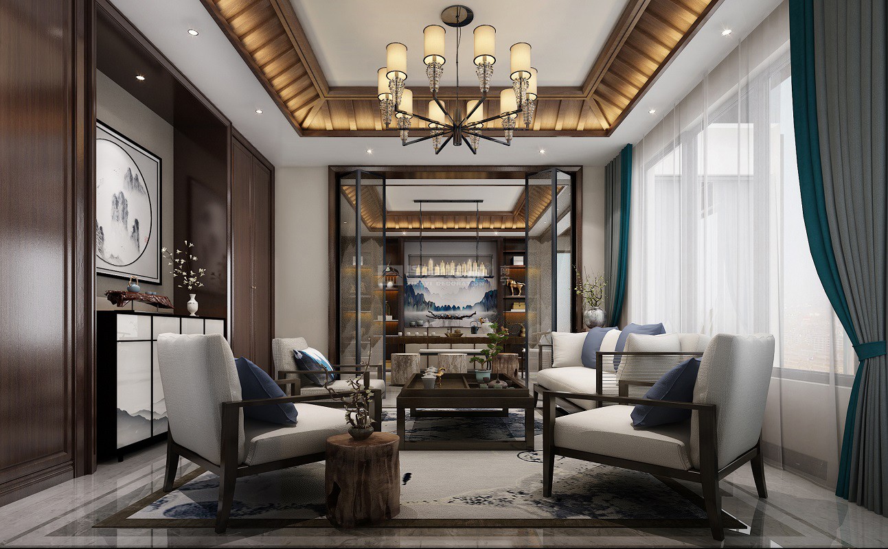 萬達茂153平新中式休閑區(qū)裝修效果圖