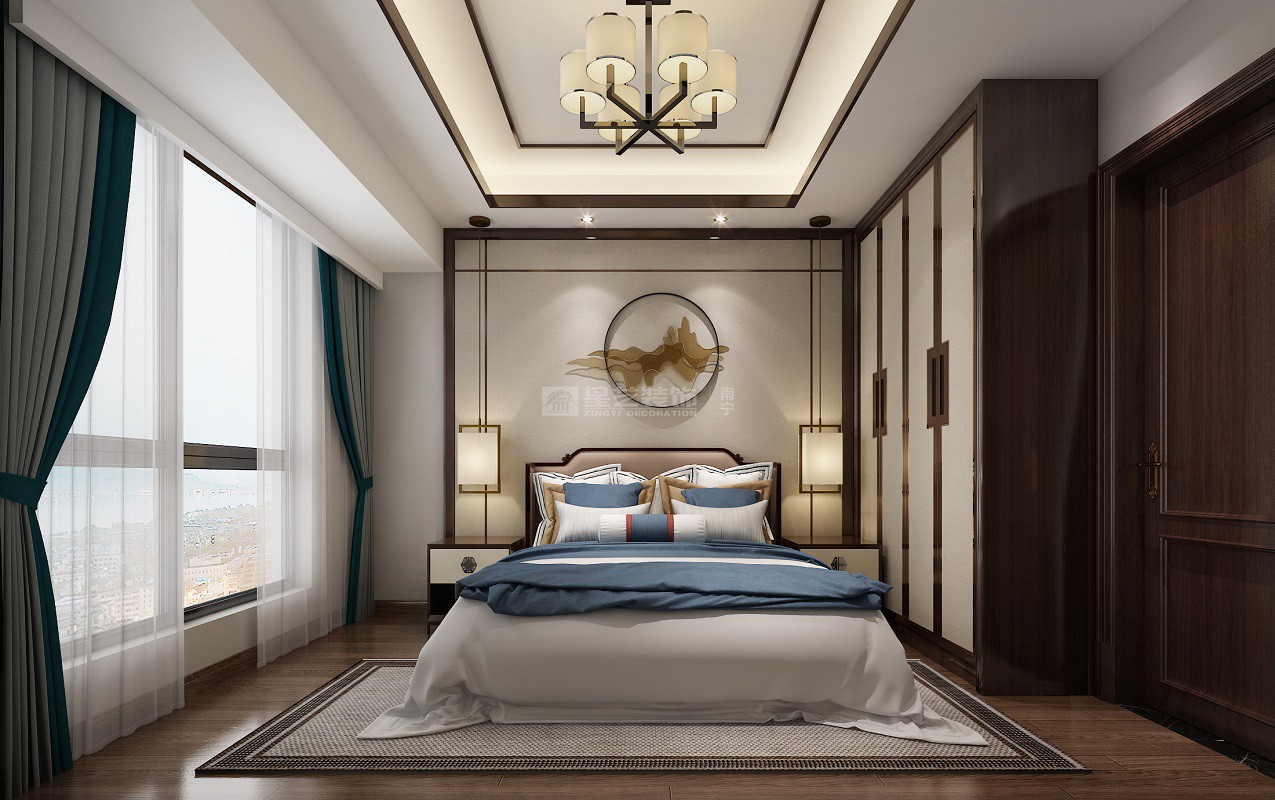 萬達茂153平新中式臥室裝修效果圖