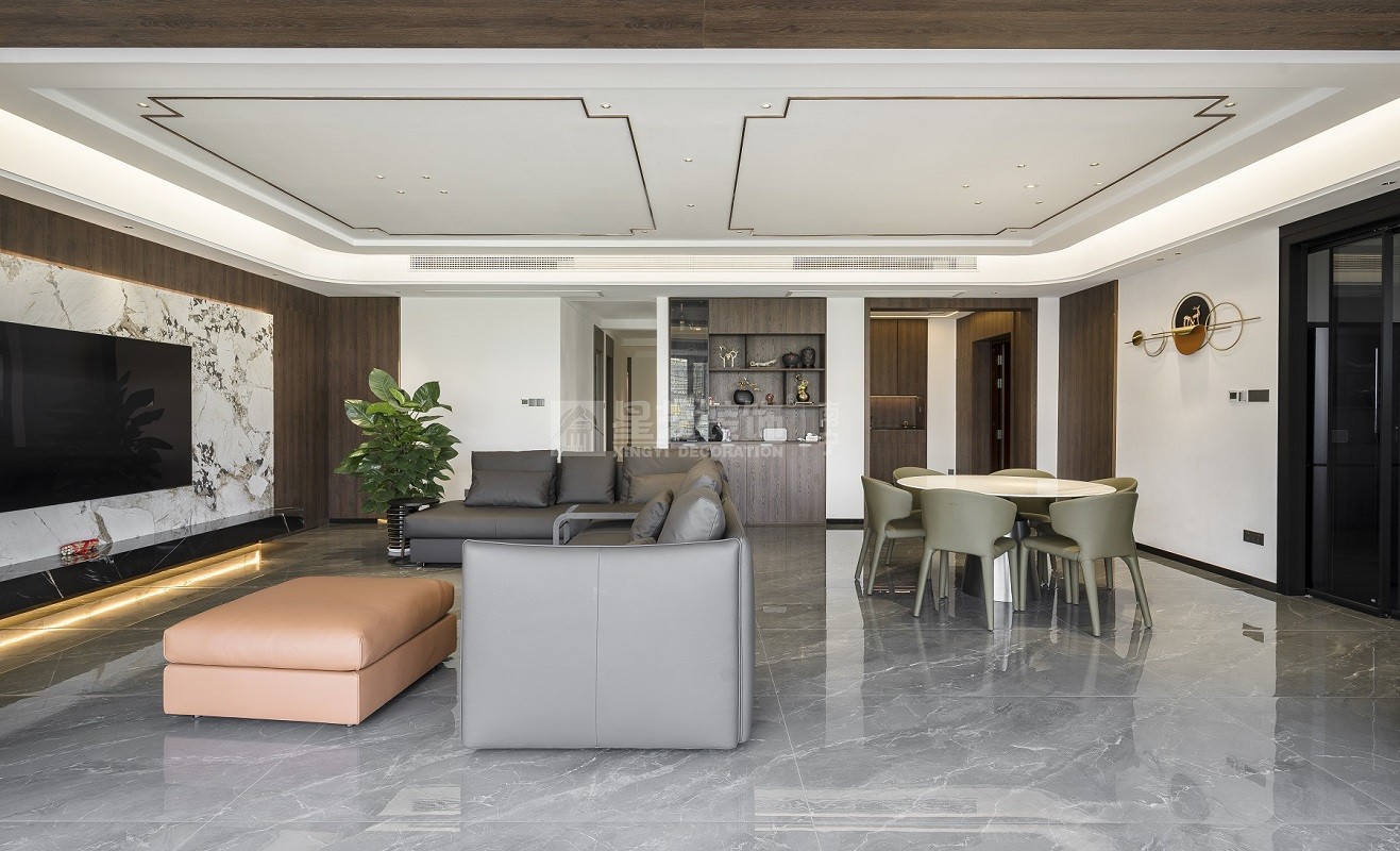 春江明月270平新中式客廳裝修實景