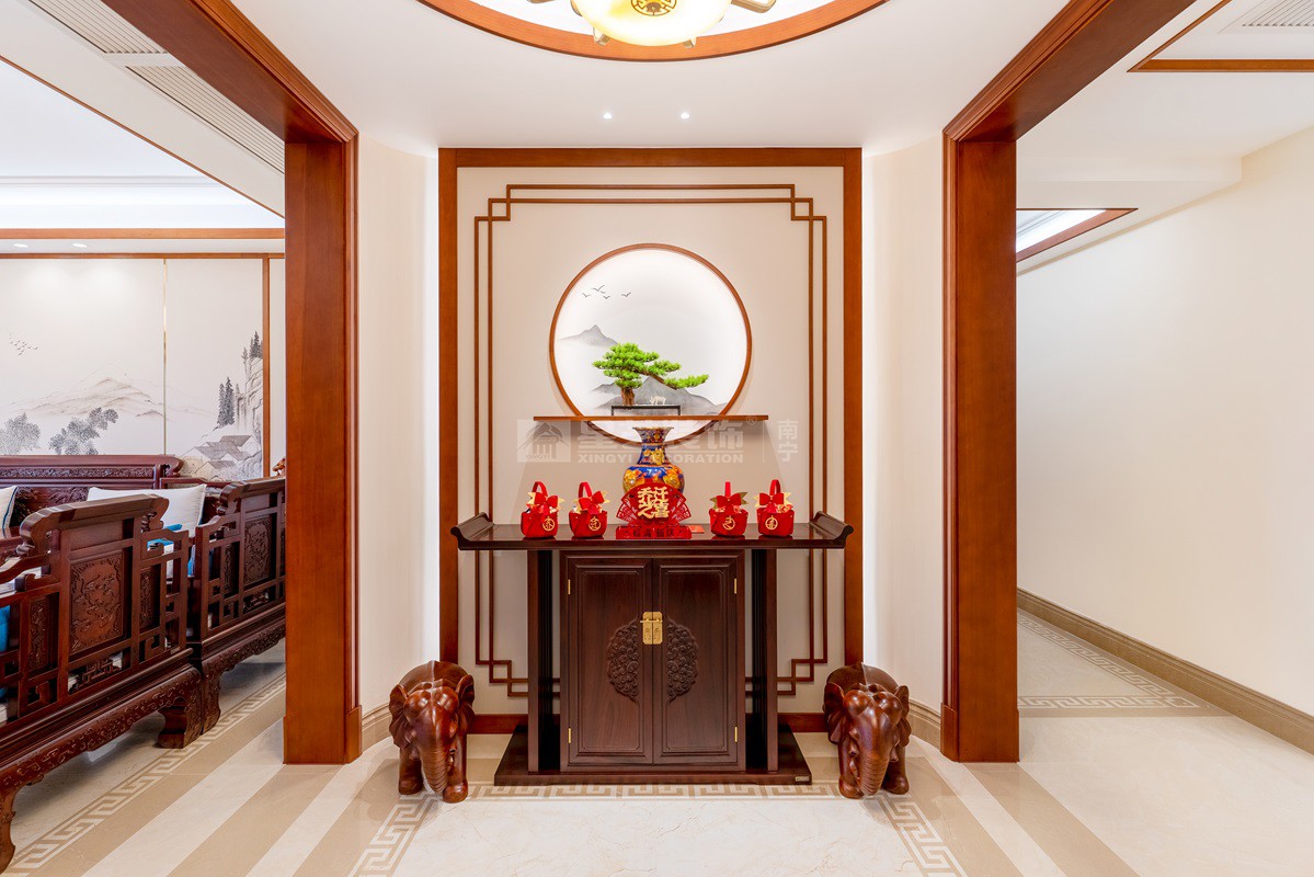 濱江府238平中式風(fēng)格玄關(guān)裝修實景