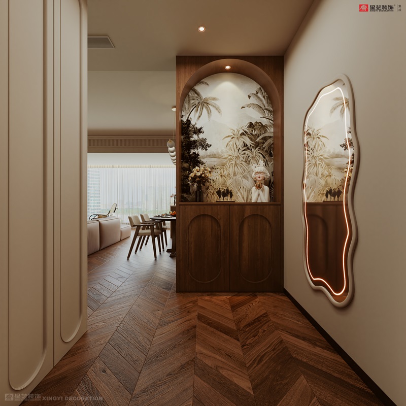 西園潤(rùn)府160平中古風(fēng)玄關(guān)裝修效果圖