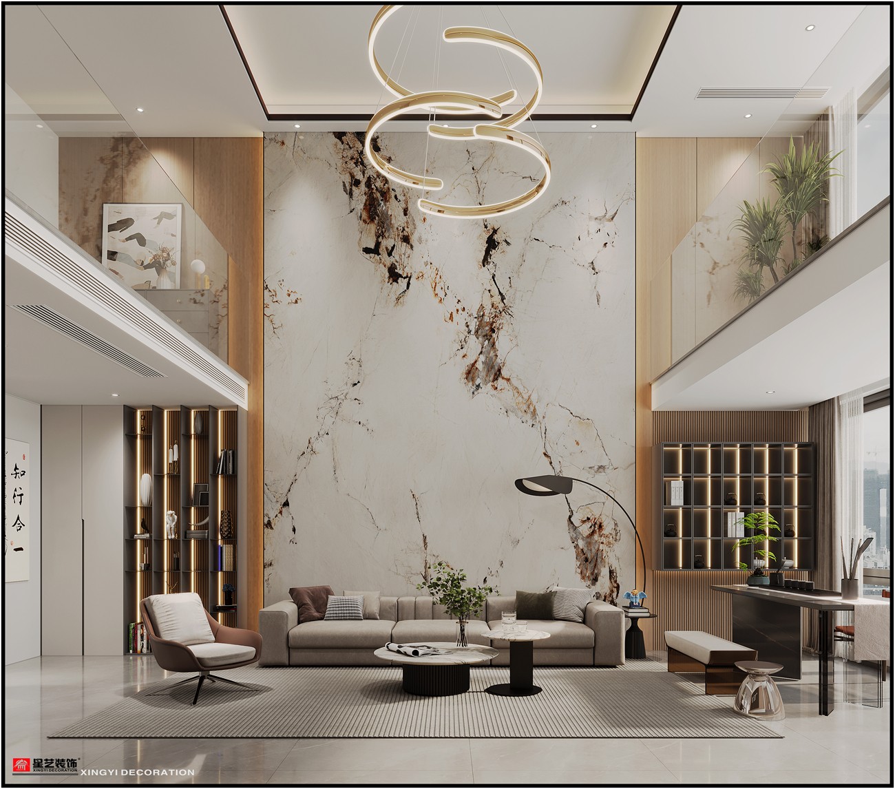 五合生活區(qū)236平現(xiàn)代簡約客廳裝修效果圖