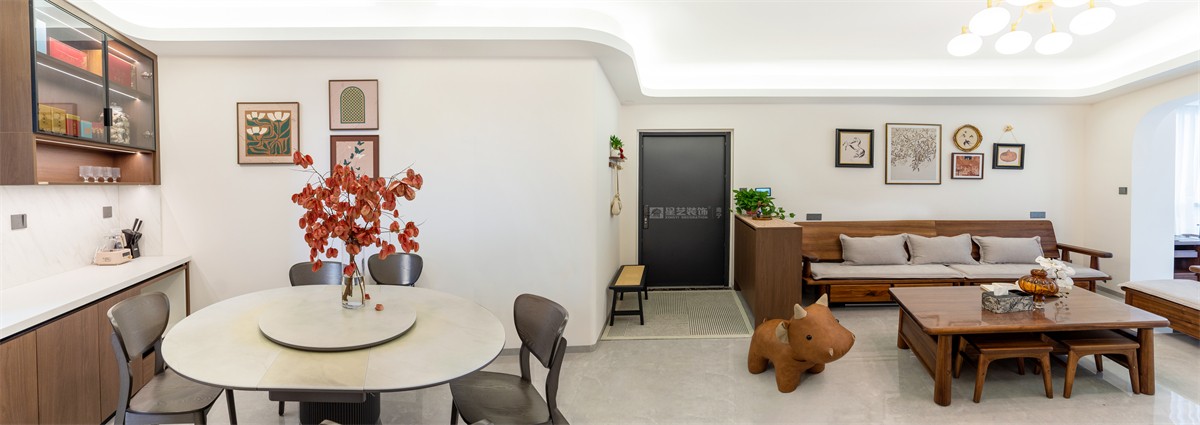 電力勘察院140平中古風客廳裝修完工實景