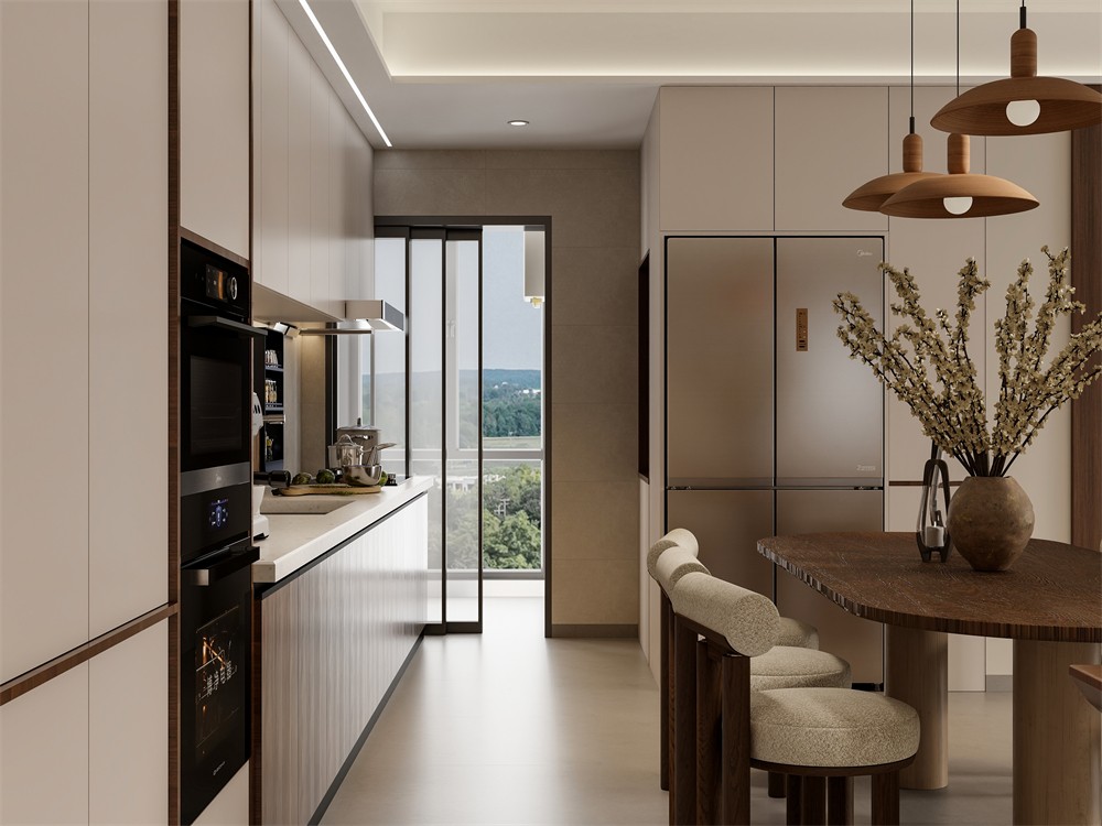 建工城140平現(xiàn)代風(fēng)格廚房裝修效果圖