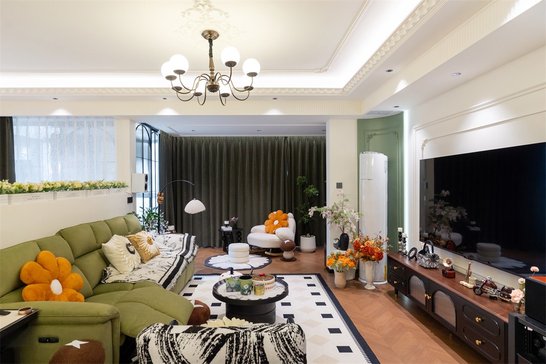 山漸青151平法式客廳裝修完工實景圖