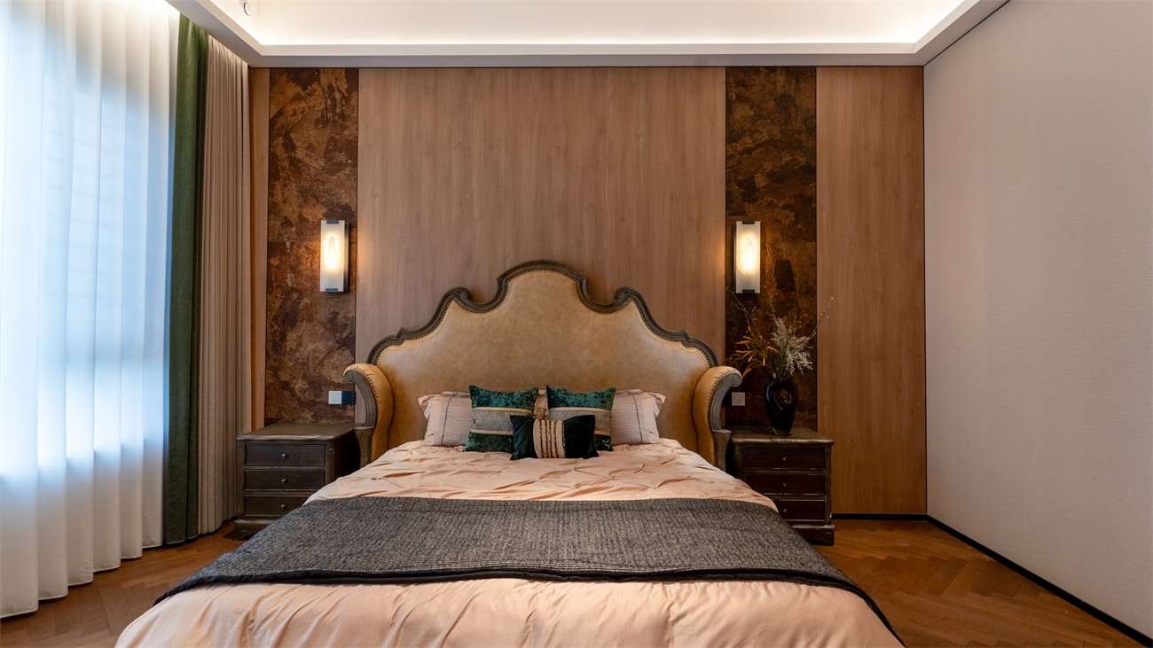 嘉和城依云灣800平現(xiàn)代輕奢臥室裝修完工實(shí)景圖