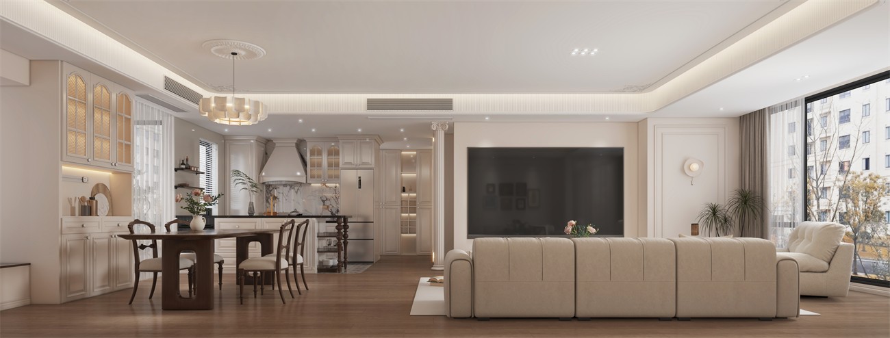 建發(fā)縵云147平法式風(fēng)格客餐廳裝修效果圖