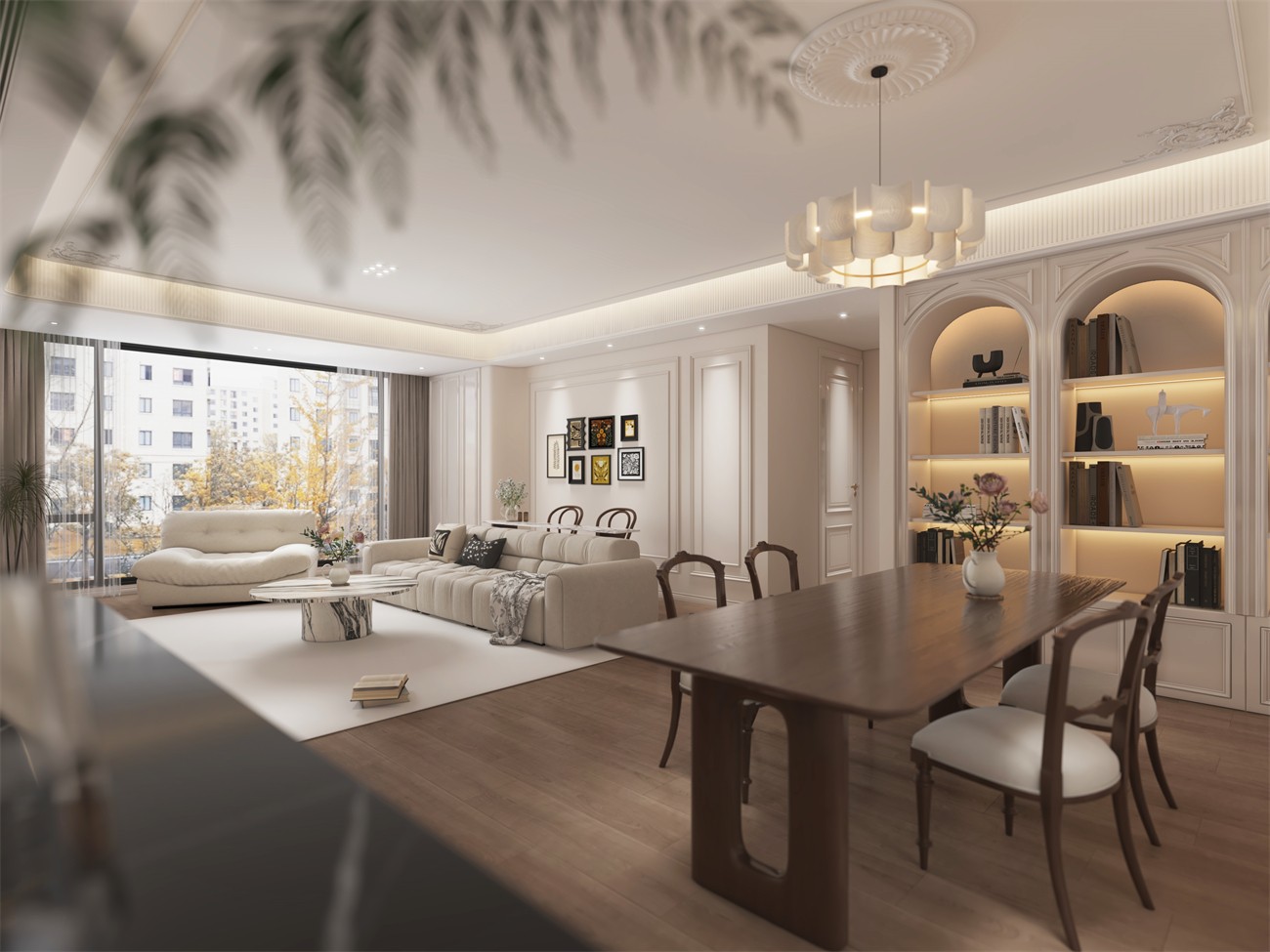 建發(fā)縵云147平法式風(fēng)格客餐廳裝修效果圖