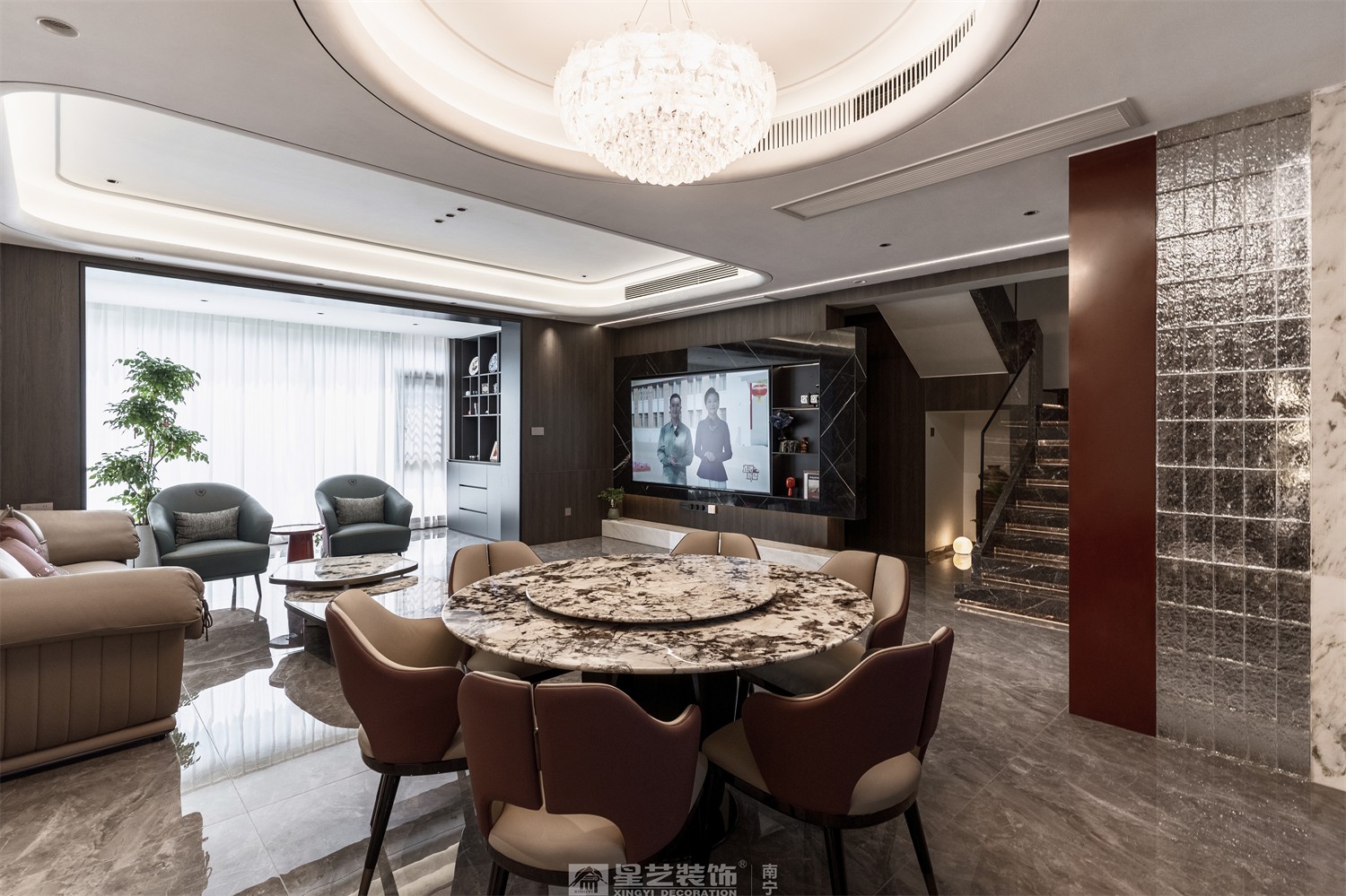 建發(fā)五象印月300平現(xiàn)代輕奢餐廳裝修效果圖