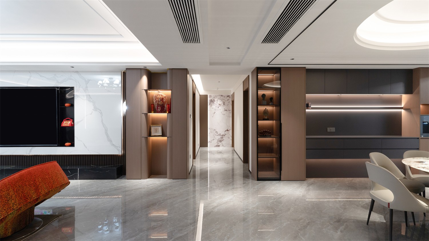 龍光玖瓏湖271平現(xiàn)代風格客廳裝修實景圖