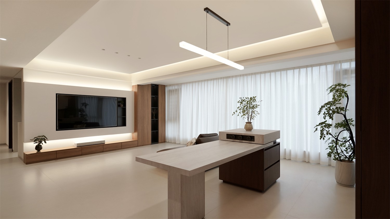 北投溪境119平中古風(fēng)客廳裝修完工實(shí)景圖