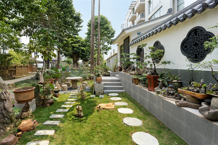 半山麗園202平復(fù)式樓新中式入戶庭院完工裝修實(shí)景圖